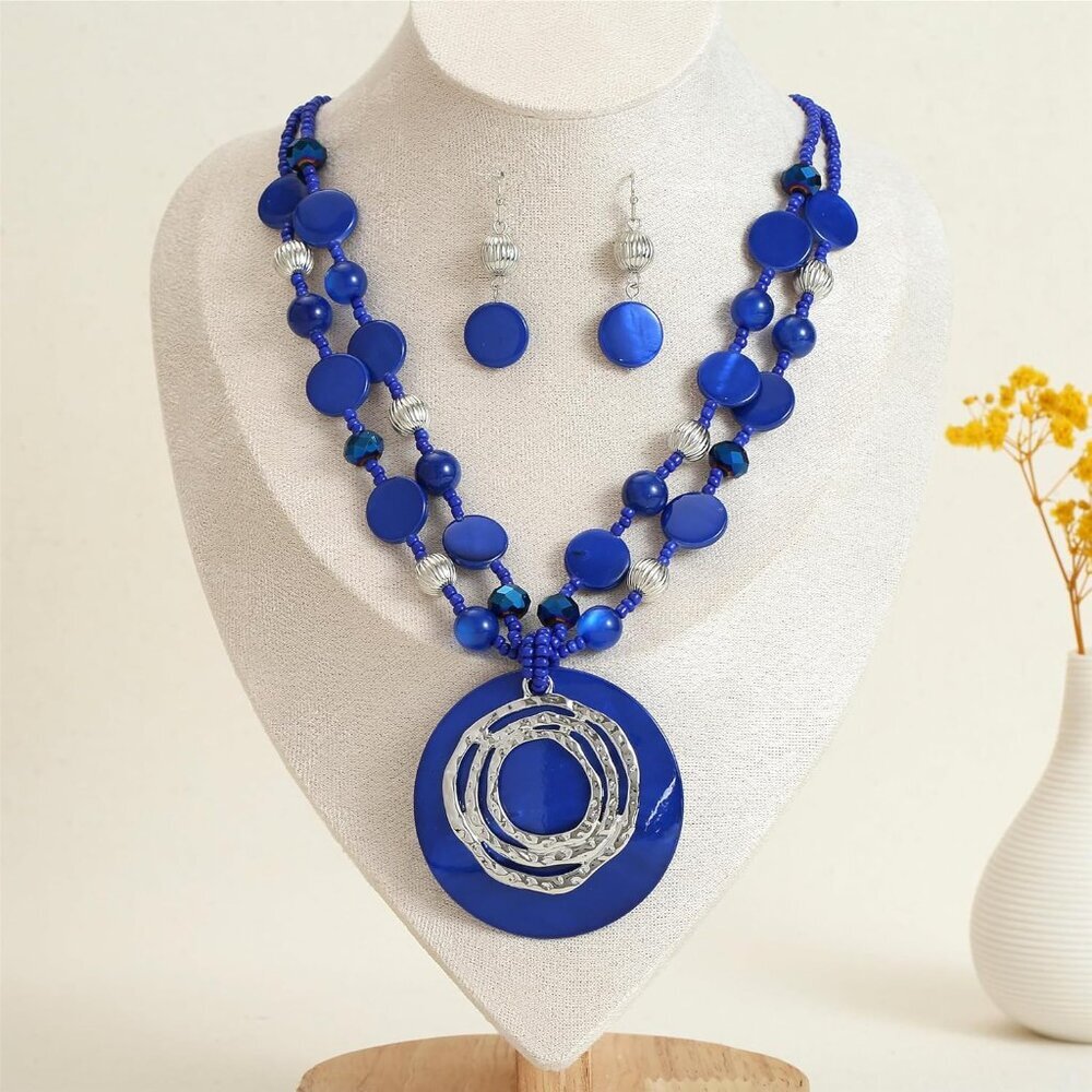 Multilayered Strand Statement Necklaces Set For W… - image 2